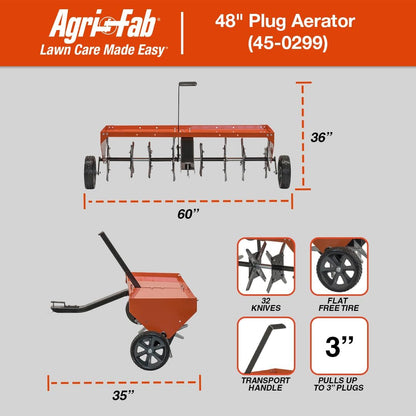 Agri-Fab 45-0299 48" Tow Behind Lawn Plug Aerator with Universal Hitch; Designed to Pull Behind