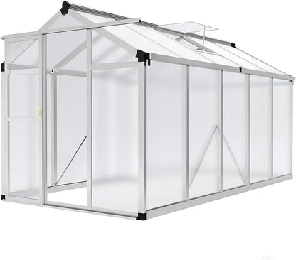 Garvee 6x10 ft Greenhouse - Aluminum Greenhouses for Outdoors, Large Polycarbonate Greenhouse with
