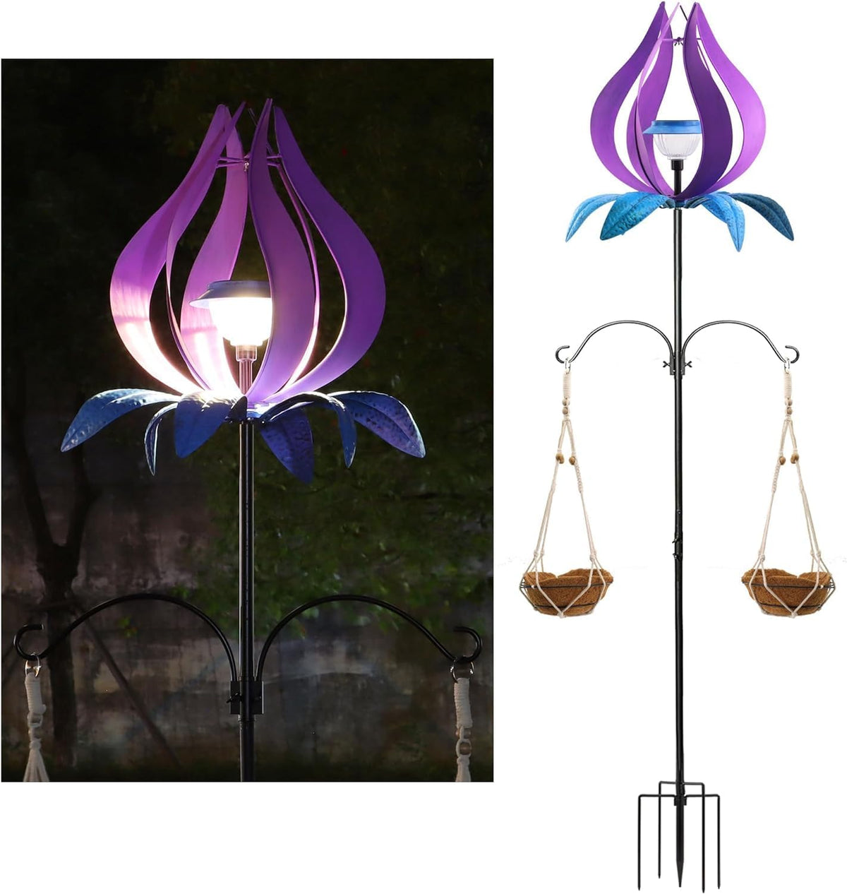 Multifunction Solar Wind Spinner Outdoor with Shepherd Hooks MANORTANG 83 Inch Metal Large