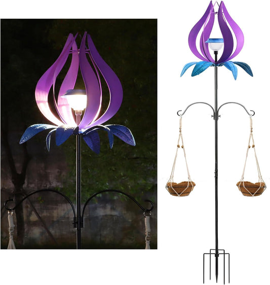 Multifunction Solar Wind Spinner Outdoor with Shepherd Hooks MANORTANG 83 Inch Metal Large