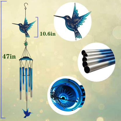 Outdoor Wind Chimes Hummingbird Metal WindChimes Gift for Outside/Indoors, Home, Lawn, Porch