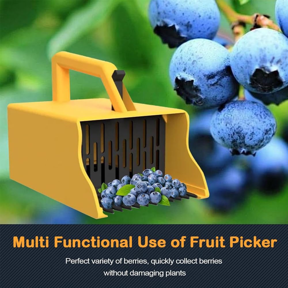 Blueberry Picker Tool with Comb,Berry Picker Rake with Metal Comb and Ergonomic Handle,Scoop