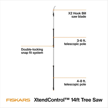 Fiskars XtendControl Extendable Tree Pruner (14 ft), Adjustable Branch Trimmer with 15" X2 Hook