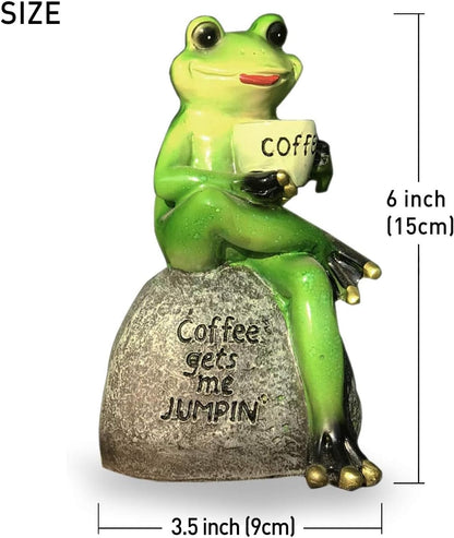 OwMell Frog Statue for Garden, Green Frog Figurine for Outdoor Decor Yard and Garden Decoration