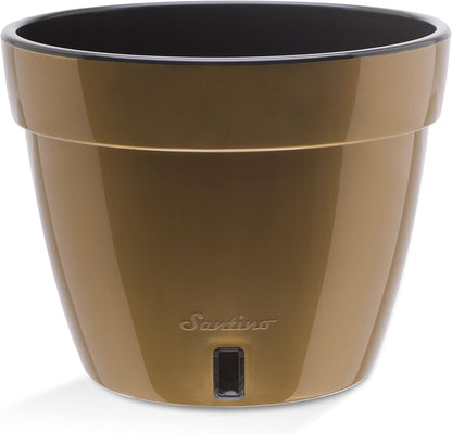 Santino ASTI 7.1 Inch Self Watering Planter Gold/Black for Indoor Plants - Premium Quality Modern