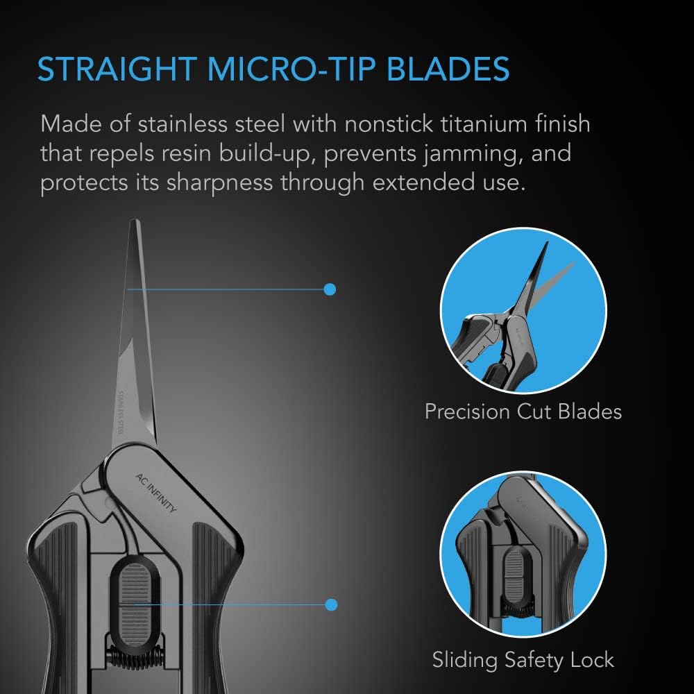 AC Infinity 6.6” Stainless Steel Pruning Shear 2-Pack, Lightweight Ergonomic Design, Straight