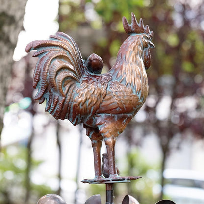 Metal Rooster with Chicks Garden Spinner,79" Large Metal Kinetic Wind Spinner for Outdoor Garden