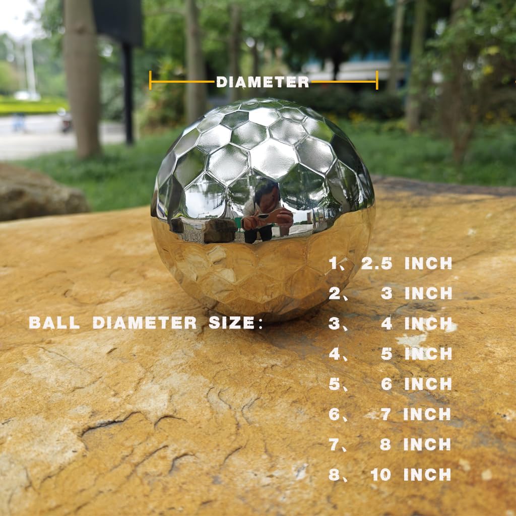 304 Stainless Steel Gazing Ball Sculptures Diamond Ball Decoration Mirror Hollow Decor Ball