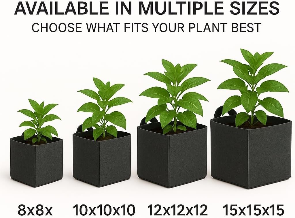Square Geo Fabric Grow Bag 400 GSM Durable Breathable UV Resistant Reusable Plant Container for