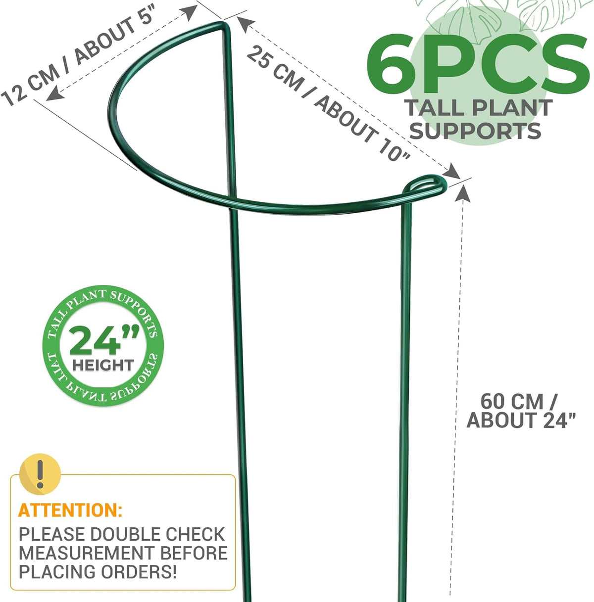 LEOBRO 24 Inch Plant Support Stakes, 6PCS Plant Stakes, Peony Cages and Supports, Garden Stakes