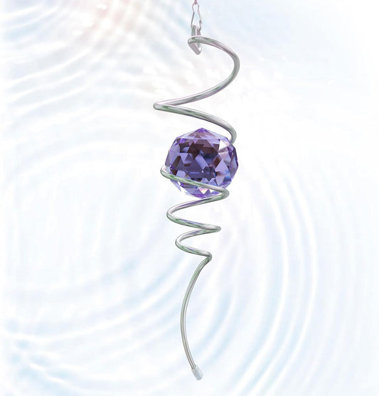 Wind Spinner Spiral Tail, Gazing Ball Spiral, Decorative Sun Catcher Rainbow Maker 11inch Tail and