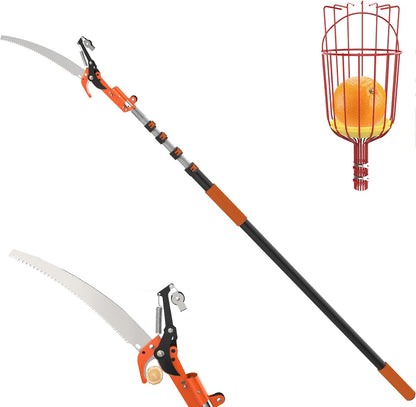 26FT Tree Trimmer, Manual Pole Saw with 5-20FT Extension Pole, Fruit Picker for Orange Lemon Mango