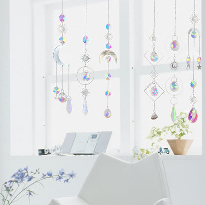 6Pieces Crystal Suncatchers for Window Hanging Sun Catcher with Chain Rainbow Maker Crystal Prisms