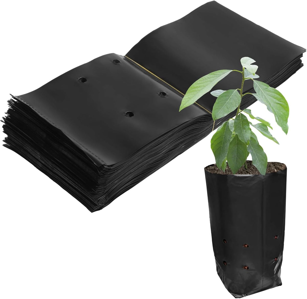 OMISTAR 100 PCS Plant Nursery Bags, Plastic Seedling Pots Container for Fruit Tree Flower Plant