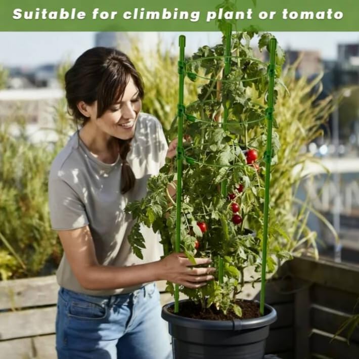 Tomato Cage Plant Support Cages for Garden, Upgrade Garden Plant Stakes with Adjustable Rings
