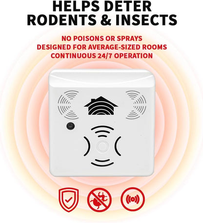 Riddex Sonic Plus Ultrasonic Pest Repeller, Plugs in with extra Outlets Indoor Use - Insect