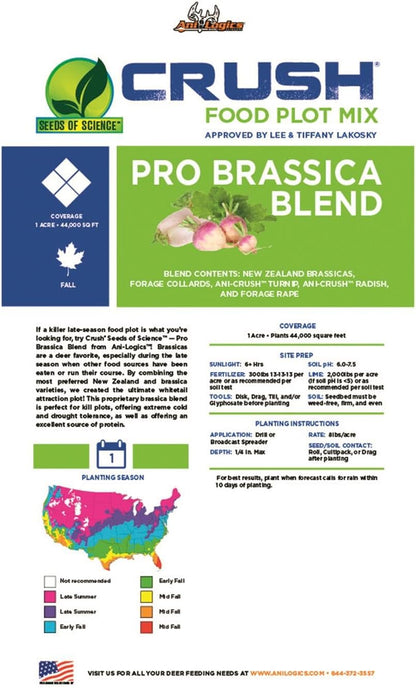 Crush Pro Brassica Blend - Fall Deer Food Plot Seed - Fast-Growing Brassicas for Heavy Graze