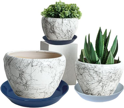 4 Pack of Plant Saucer, 5 inch Glazed Ceramic Plant Tray, Deep Drainage Tray for 4 Inch Flower