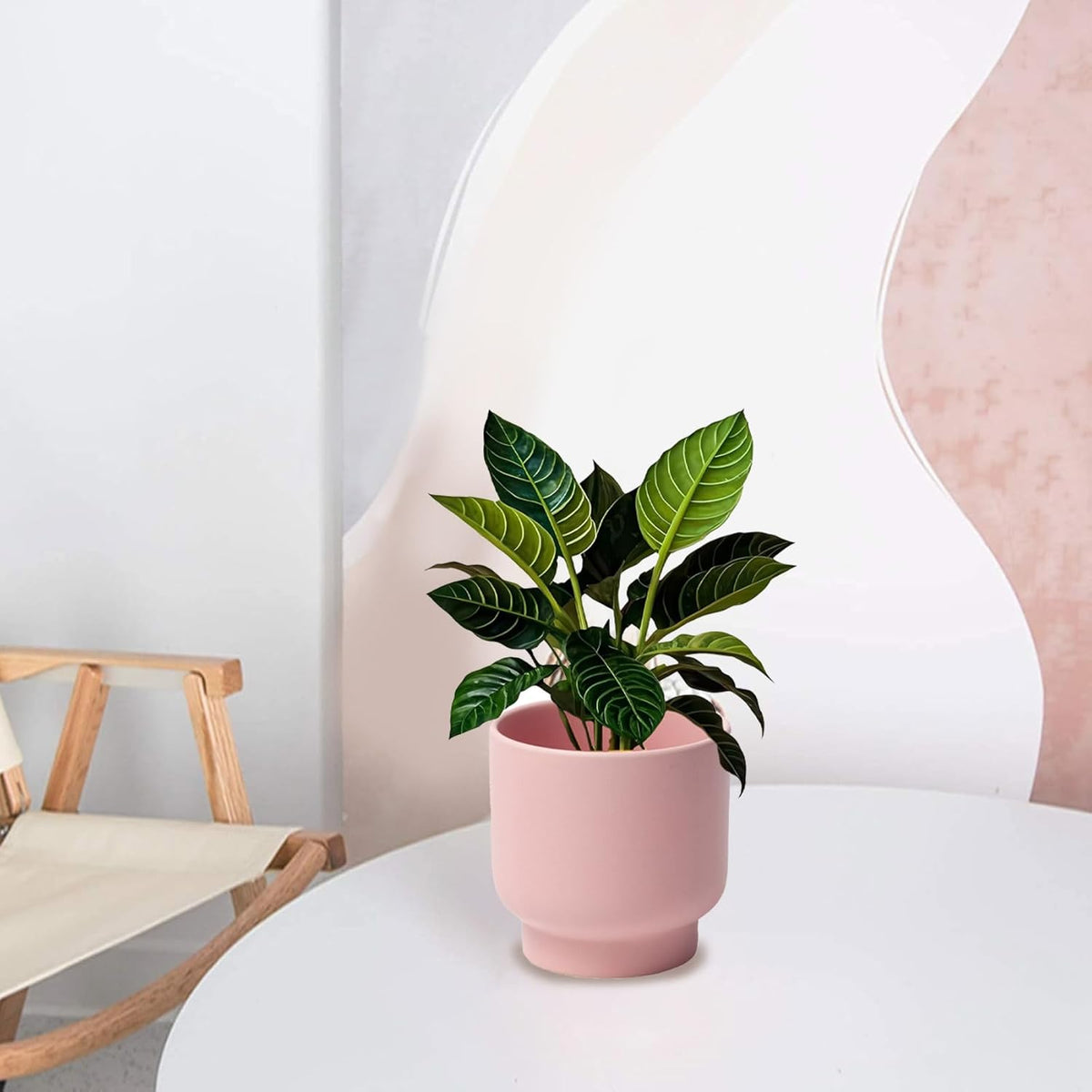 LB Pink Ceramic Plant Pots for Indoor Plants, Succulent Planters Ceramic Plant Pot, Cute Flower