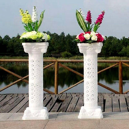 Efavormart 4 Pack 41" Tall White PVC Height Adjustable Artistic Roman Wedding Inspired Pedestal