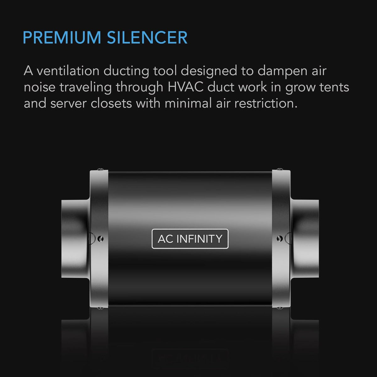 AC Infinity Inline Duct Fan Silencer, 6" Noise Reduction Muffler Blower Silencer for Indoor