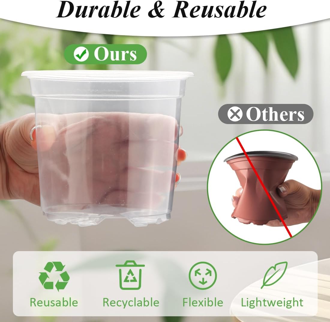 Transparent Nursery Pots 4Inch with Humidity Domes for Seeds Starting, Clear Plastic Plant Pots