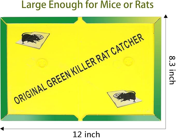 Ezoon 12 Pack Large Mouse Glue Traps with Enhanced Stickiness, Rat Snake Sticky Pad Board for House