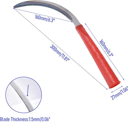 1pce 300mm/11.81in Carbon Steel Billhook Brush Clearing Sickle for Grass,Weeding Tools for