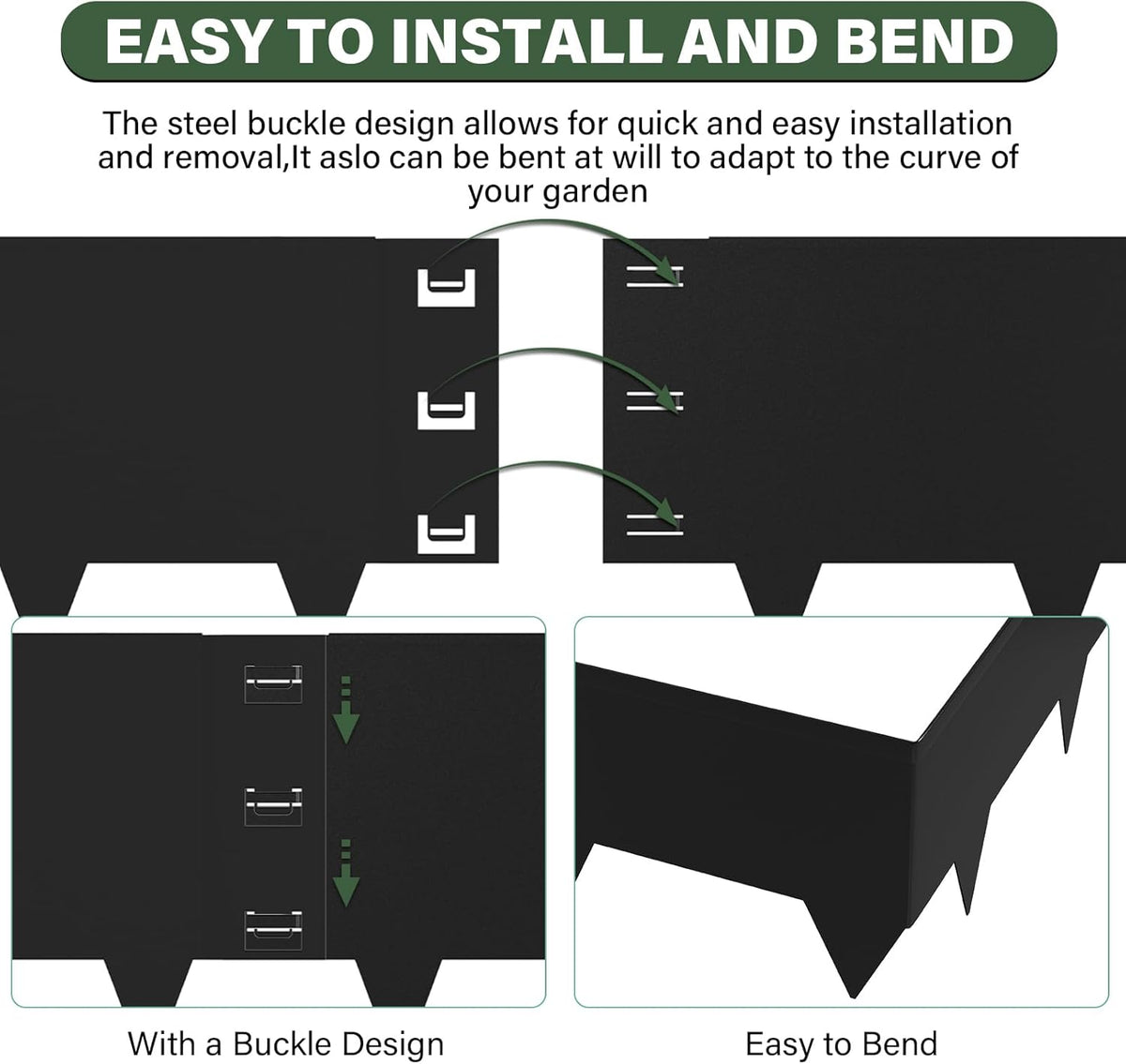 6-Pack Metal Landscape Edging,12 inch Depth 20 ft Total Length,Black Powder Coated Metal Edging for