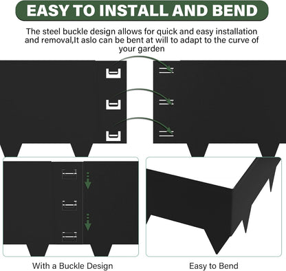 6-Pack Metal Landscape Edging,12 inch Depth 20 ft Total Length,Black Powder Coated Metal Edging for
