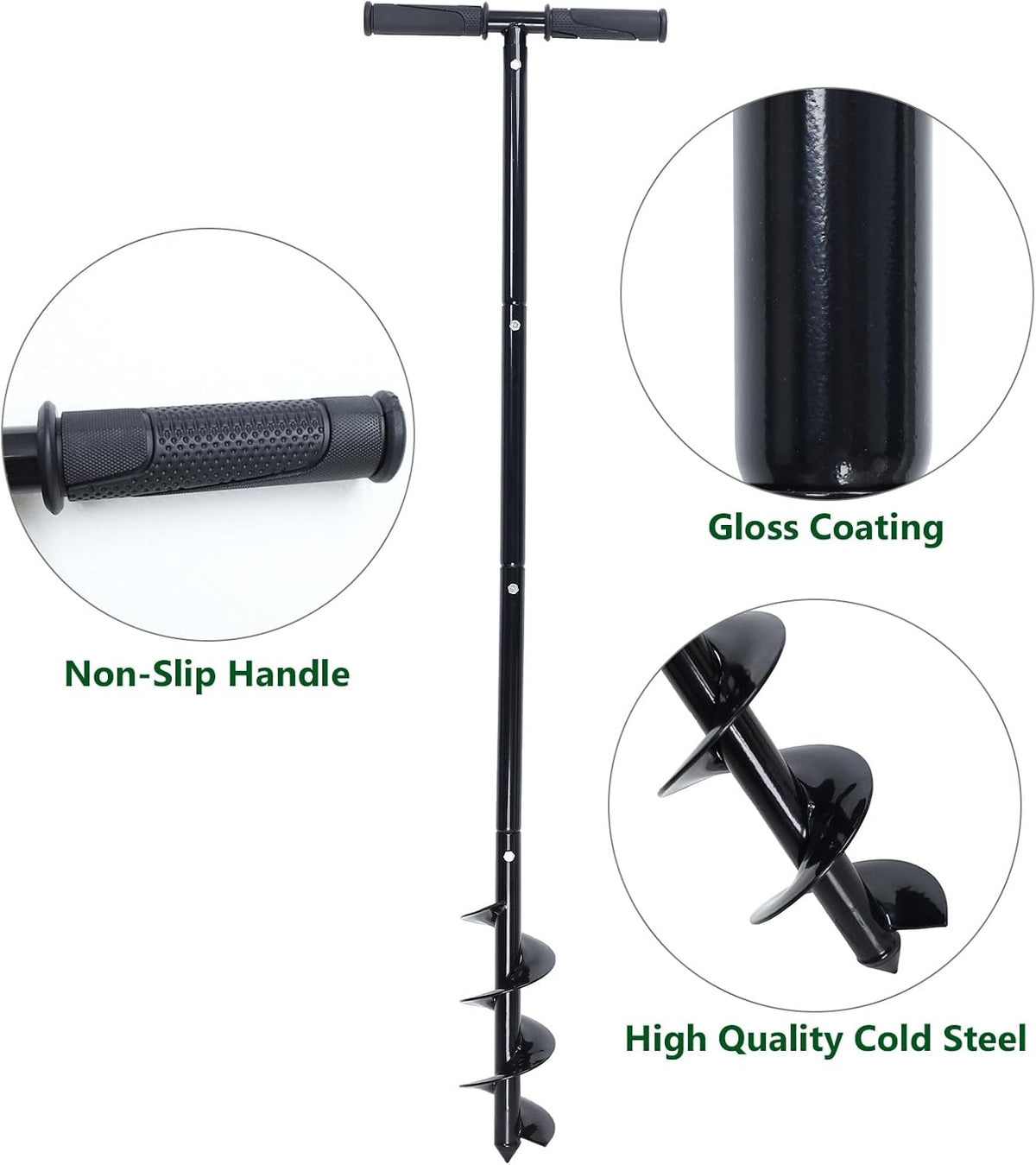 Post Hole Digger Manual 6" x 41" Garden Auger Spiral Drill with T Shaped Handle for Digging