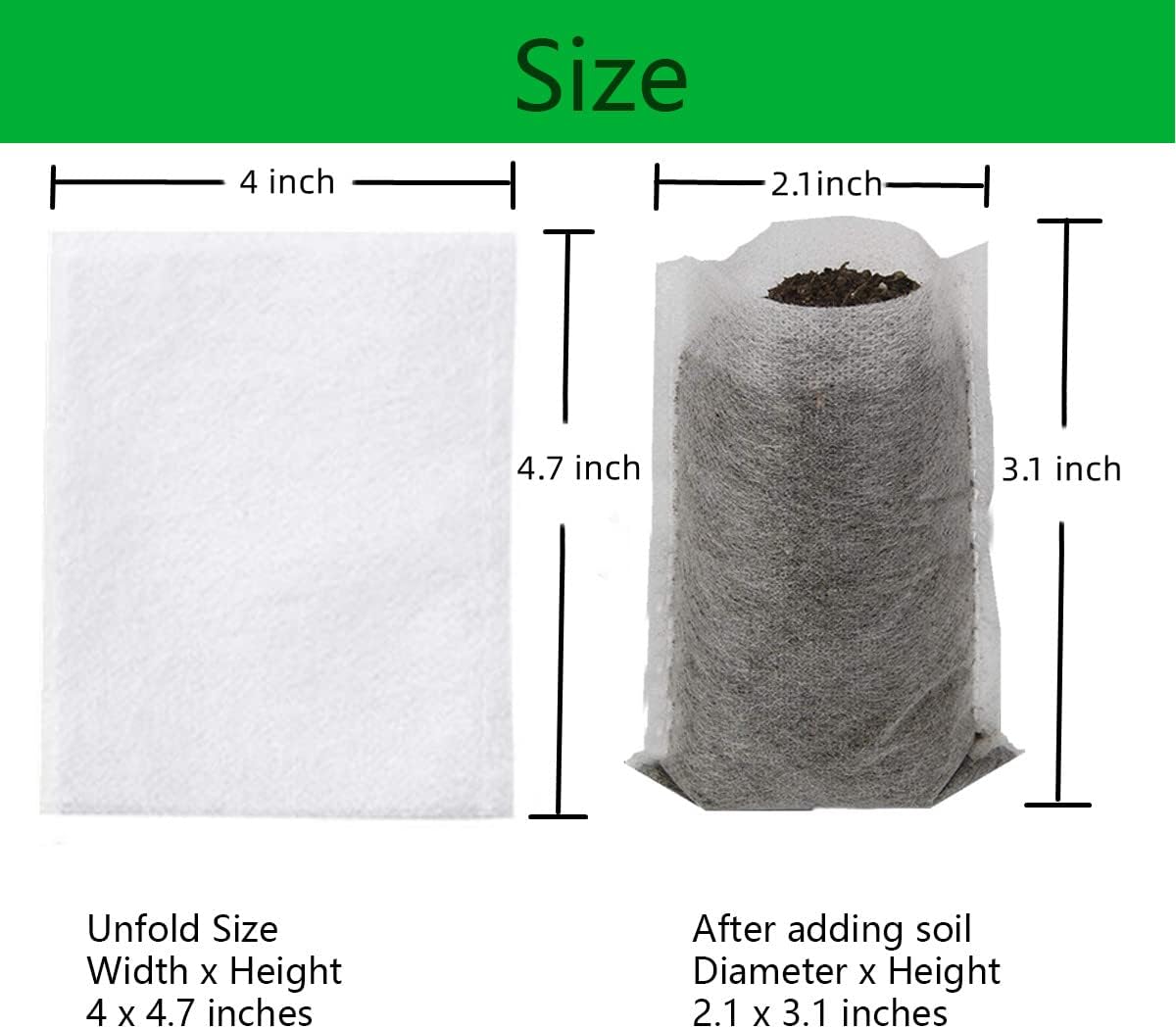 gardtree Plant Nursery Bags 4” x 4.7” 400PCS, Non-Woven Biodegradable Plant Grow Bags Fabric