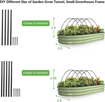 Garden Hoops Grow Tunnel, 6 Sets of 7FT Greenhouse Hoops for Raised Beds, Rust-Proof Fiberglass