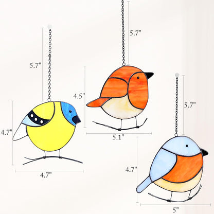 3 Pack Birds Stained Glass Suncatchers, Handmade Window Hanging, Cute Sun Catchers, Indoor Outdoor