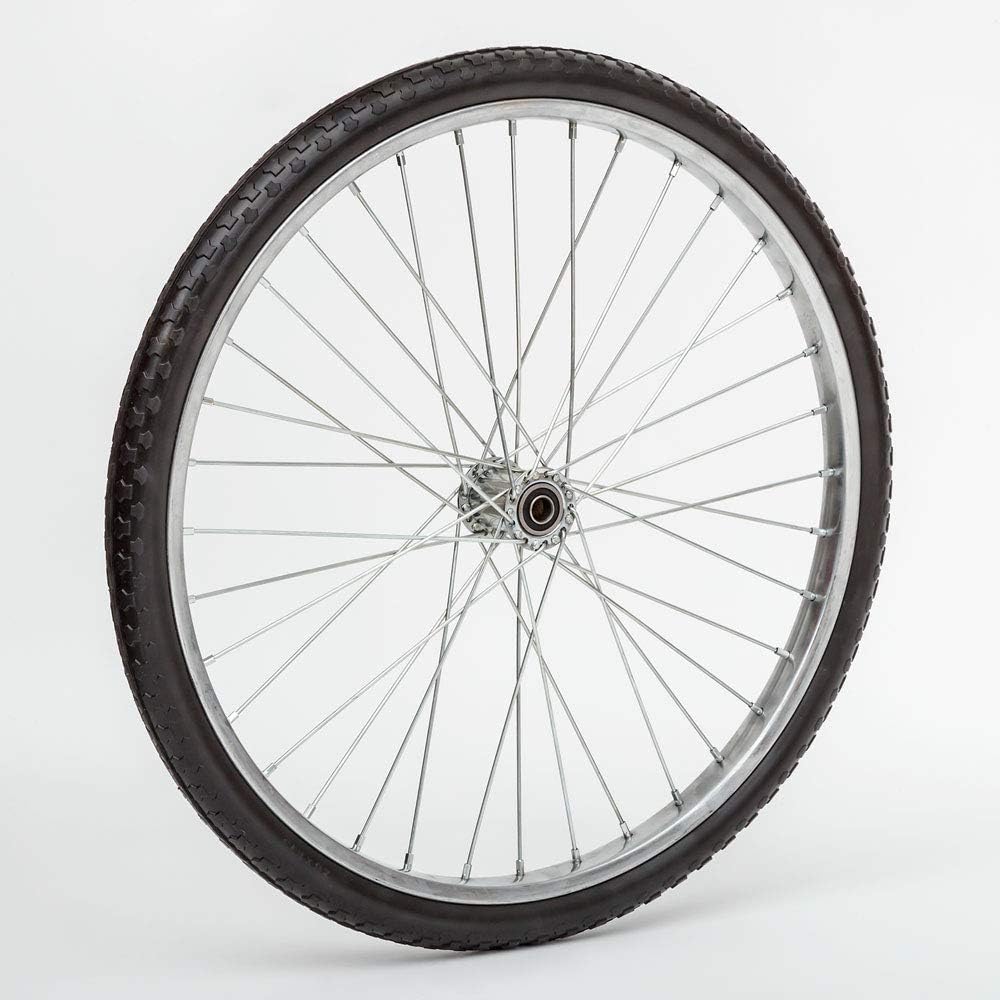 Flat Free Wire Spoke Wheels | 2 Pack Replacement Wheels for Lawn Carts, Wagons | Turf Style Tread |
