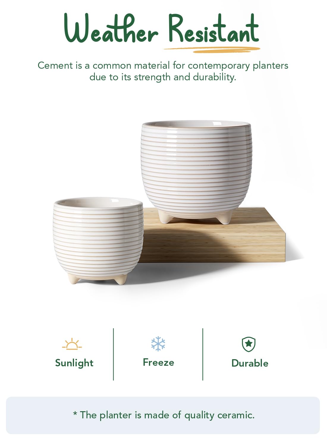 LE TAUCI Ceramic Plant Pots, 5.1 + 6.4 Inch Footed Pots for Plants, Modern Flower Pots for Home and