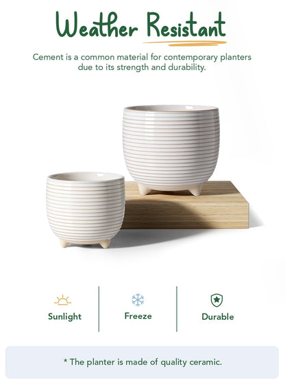 LE TAUCI Ceramic Plant Pots, 5.1 + 6.4 Inch Footed Pots for Plants, Modern Flower Pots for Home and