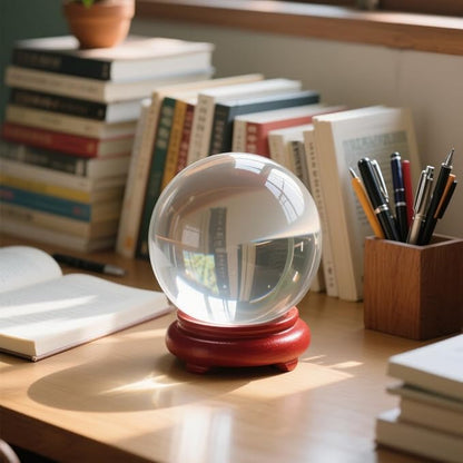 Crystal Ball, Glass Balls, Decorative Balls, Clear Crystal Ball with Wooden Stand, K9 Glass Ball