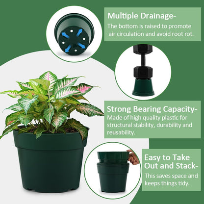 15 Pack 4/6/8 Inch Plant Nursery Pots, Thickened Plastic Pots for Plants with Drainage Holes