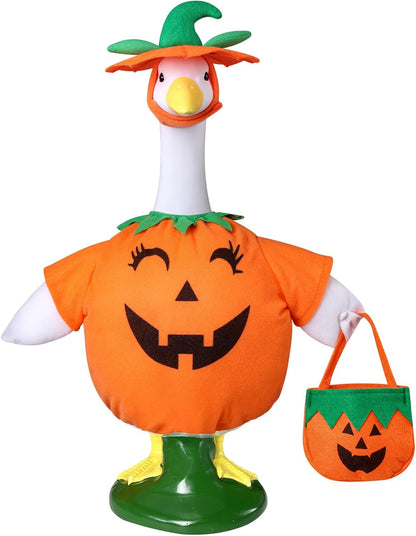 Pumpkin Goose Outfit, 23-inch Halloween Porch Goose Outfit. Cute Goose Clothes for Outdoor Garden
