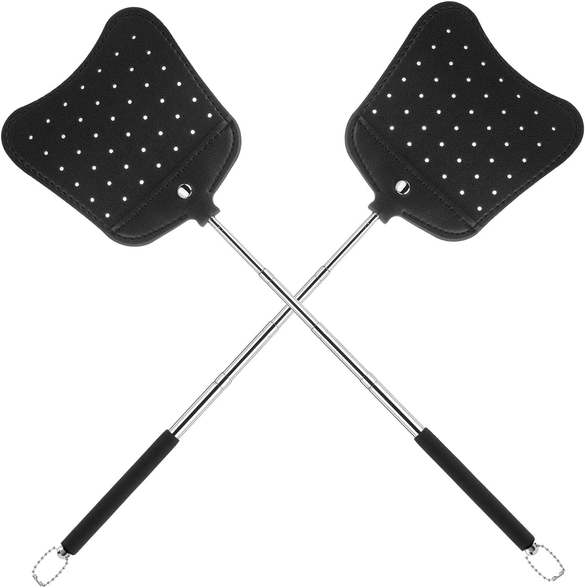 Foxany Leather Fly Swatter, Telescopic Fly Swatters Heavy Duty Set, Flexible Manual Flyswatters