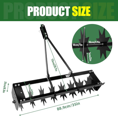 35-Inch Spike Tow Behind Aerator for Lawn Tractor, Pull Behind Aerator for Riding Mower with Steel