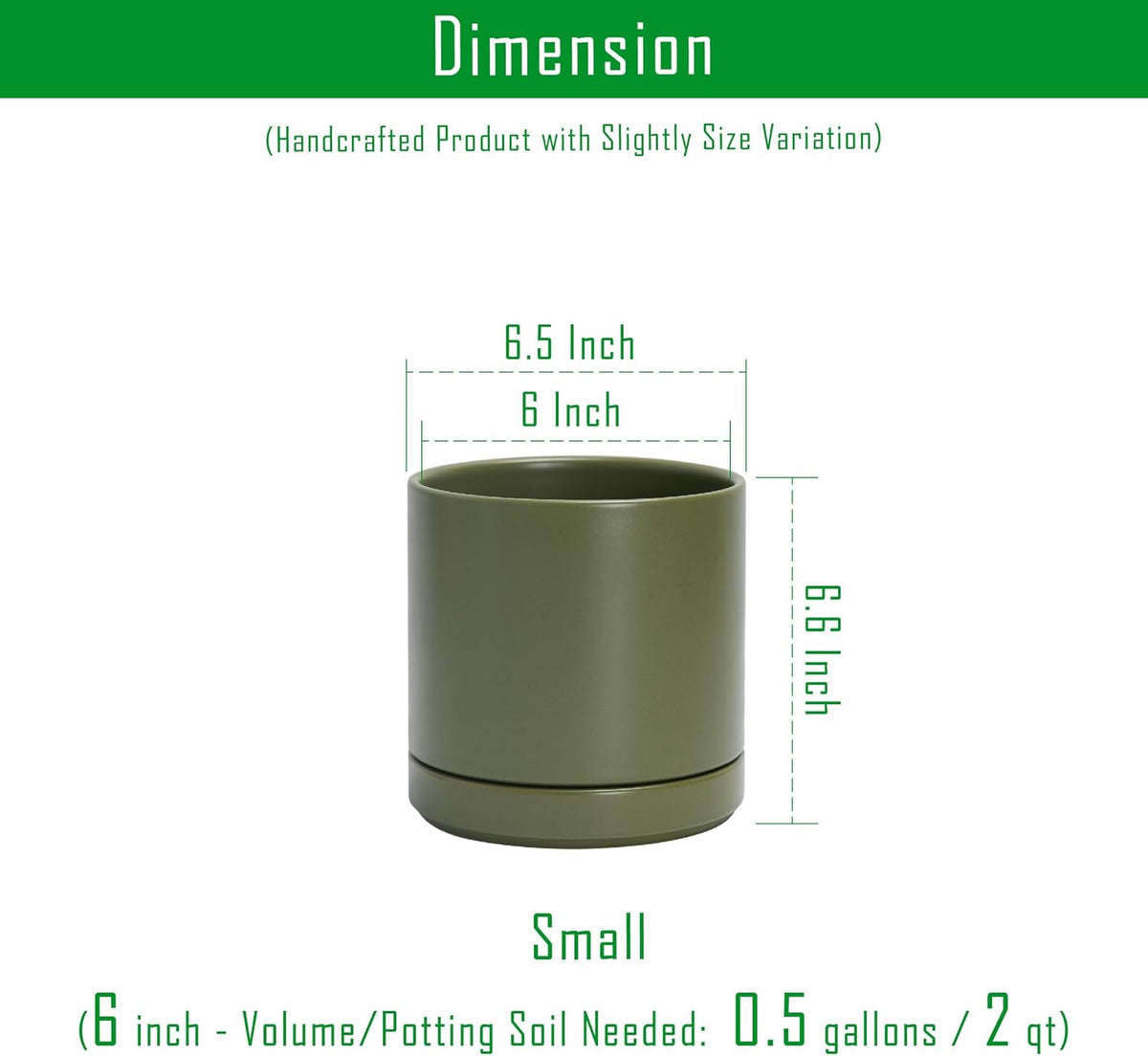 D'vine Dev Set of 2 Plants Pots, 6.5 Inch Ceramic Planter Pot for Plants with Drainage Hole and