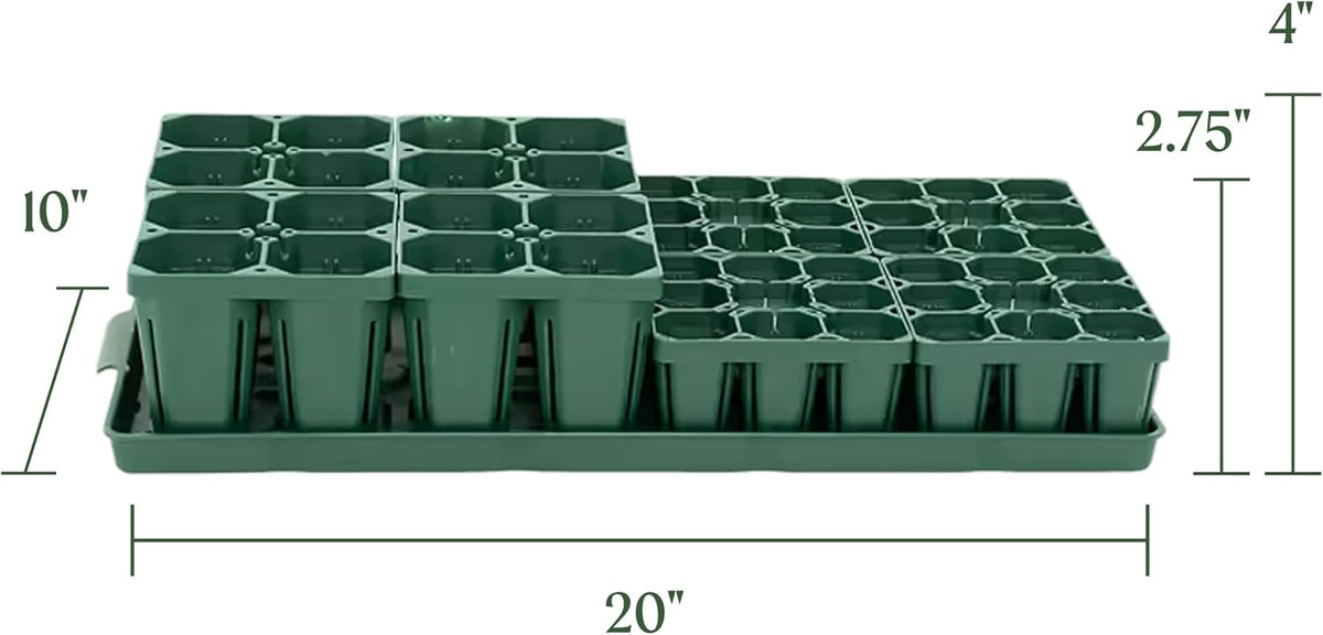 Vego garden Seedling Suite Products, 4 Pack Jumbo Seedling Trays and 4 Pack Standard Seedling Trays