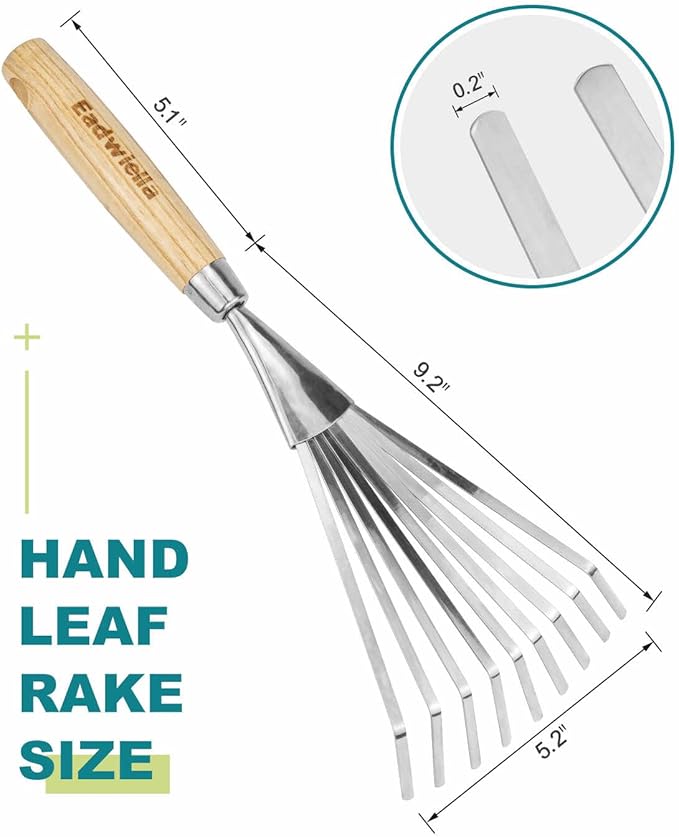 Hand Cultivator with 9-Teeth Rake - 14.4 Inch for Garden Bed Cultivating Soil, Weeding, Raking