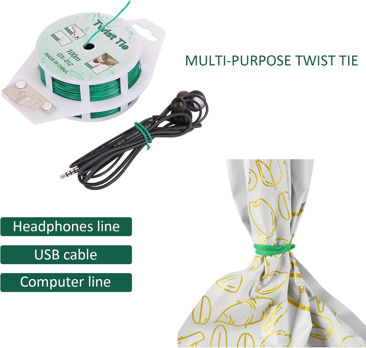 Twist Ties - All-Purpose Coated 328feet Garden Plant Ties with Trimmer Garden Twine Support Ties