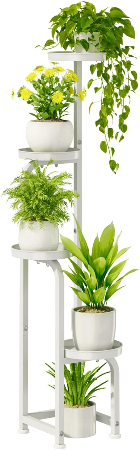 Bamworld Corner Plant Stand Indoor Outdoor, Tall Metal Flower Pot Stands for Multiple Plants, 4