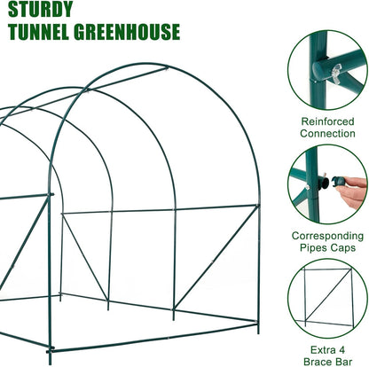 10×7×7 FT Greenhouses for Outdoors Heavy Duty, Large Walk in Green Houses for Outside with 6
