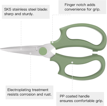 Housolution Flower Scissors, Strong Floral Shears, Premium Steel Pointed Garden Pruning Shears