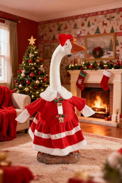 Christmas Porch Goose Outfit - 23" Goose Costume Festive Outfit for Cement Plastic Porch Goose